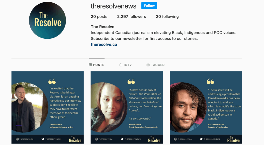 The Resolve's instagram followers 