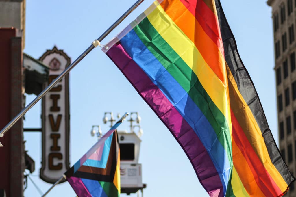A rainbow pride flag at the the seventh annual Akron Pride Festival in August 2022. Courtesy of The Buckeye Flame. 