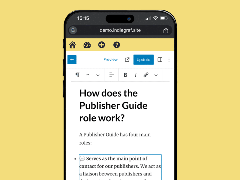 Indie Tech's new mobile-friendly backend. Indie Tech Release 1.4.5.